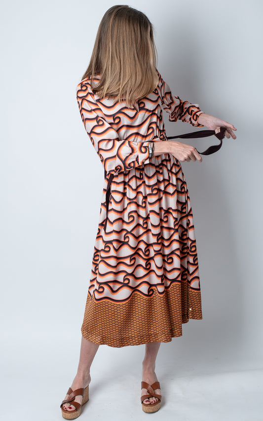 Vestido estampado lazadas