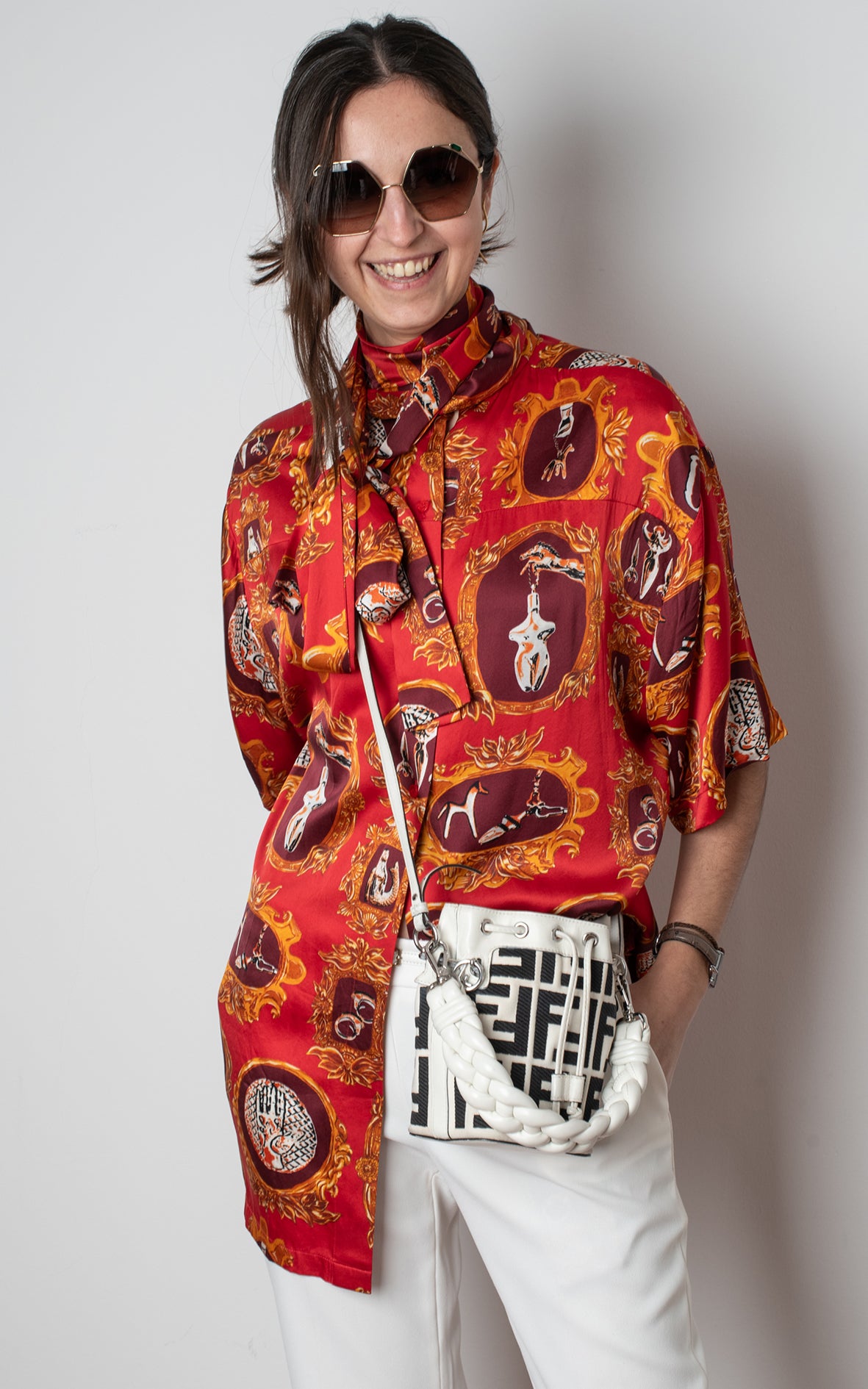 Camisa roja estampada