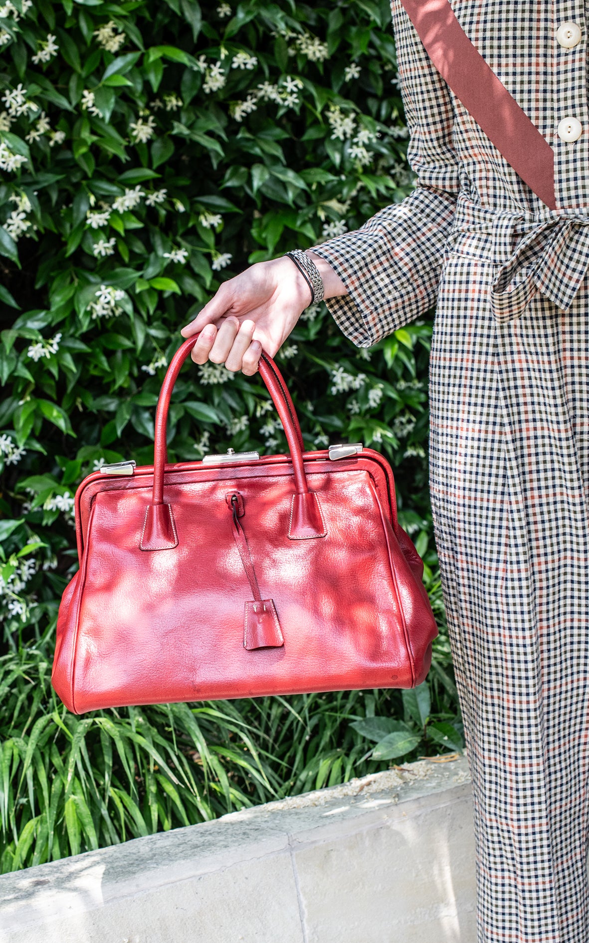 Bolso rojo de piel
