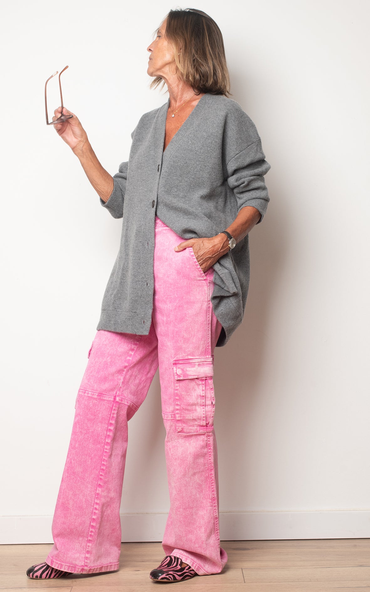 Pantalones cargo rosa