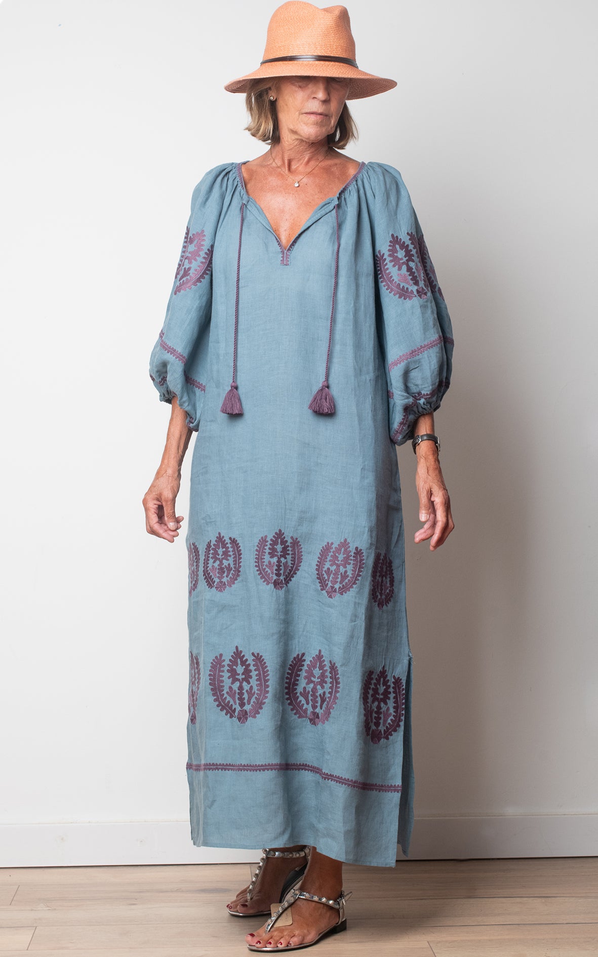 Vestido azul y morado