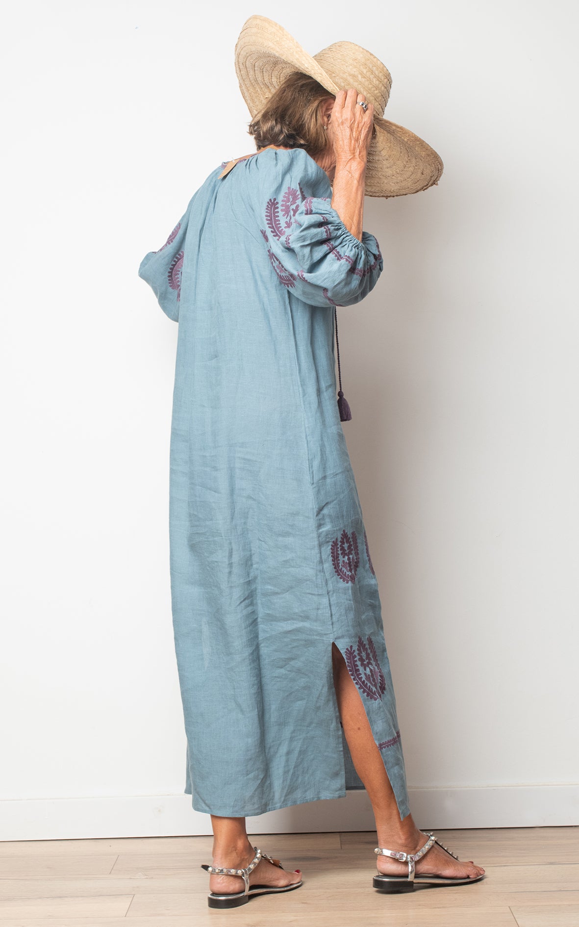 Vestido azul y morado