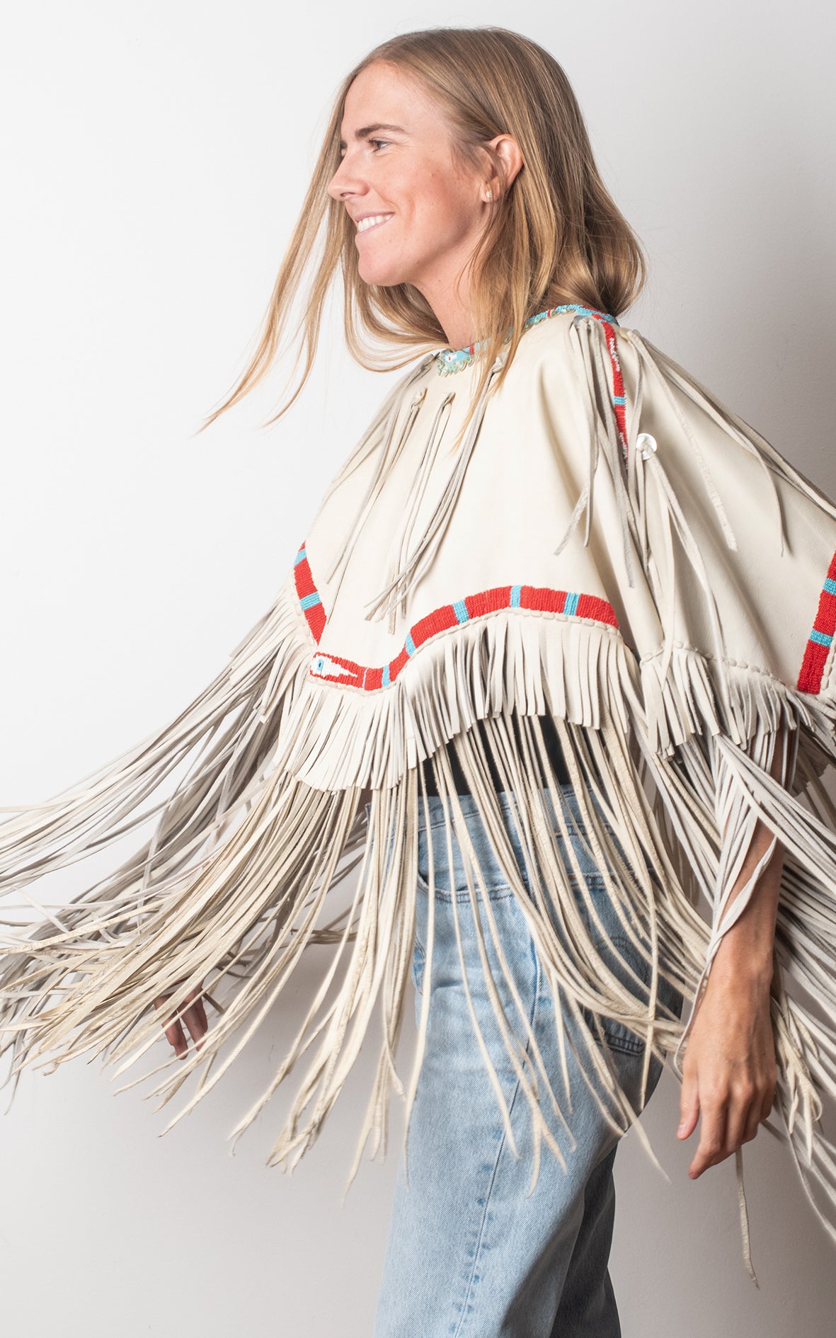 Poncho de ante beige
