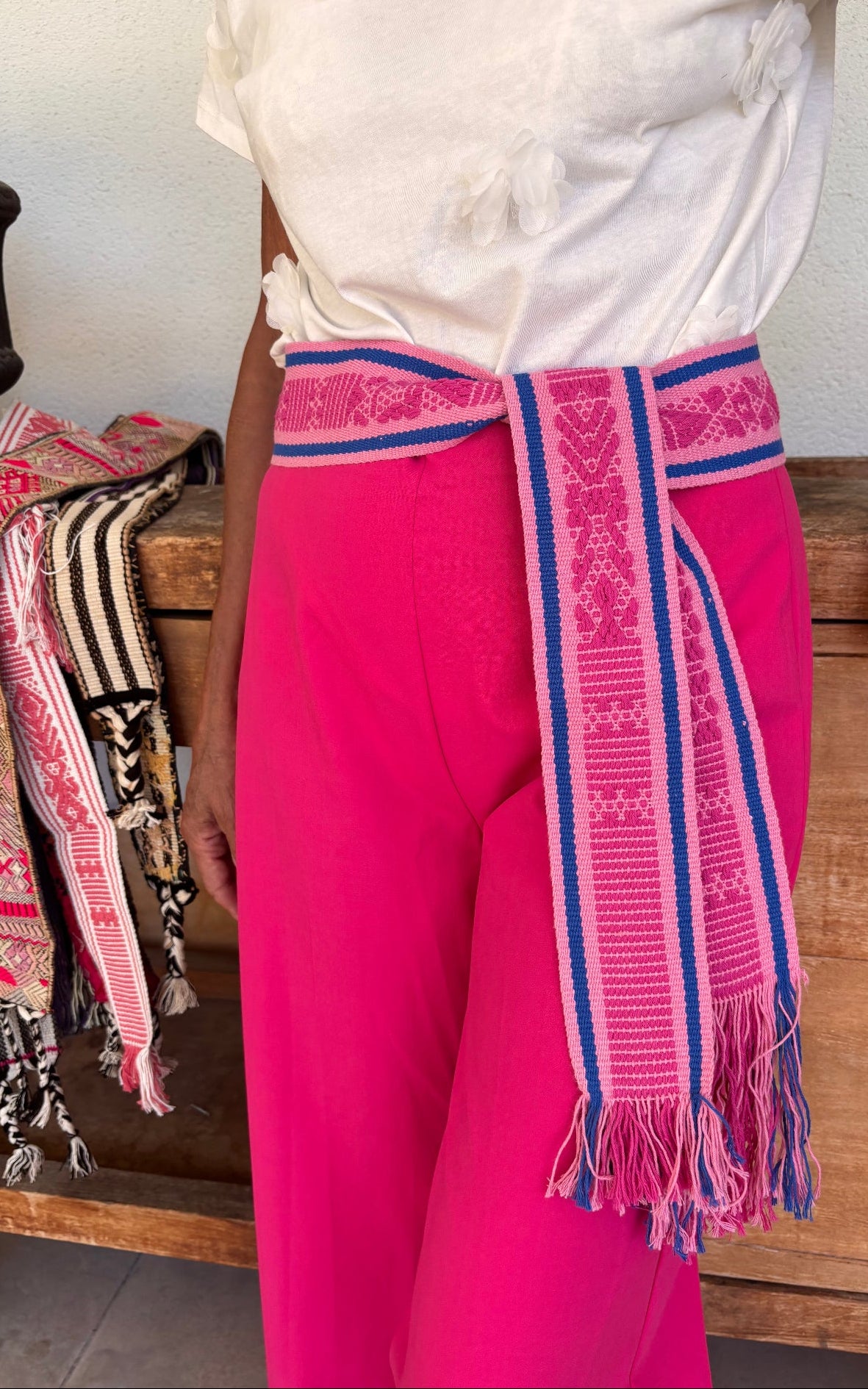 Fajín fuxia y azul