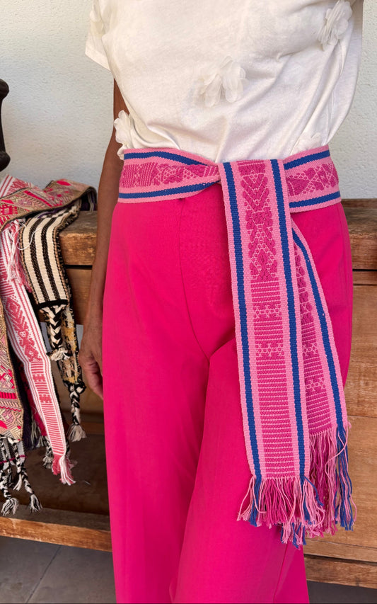 Fajín fuxia y azul