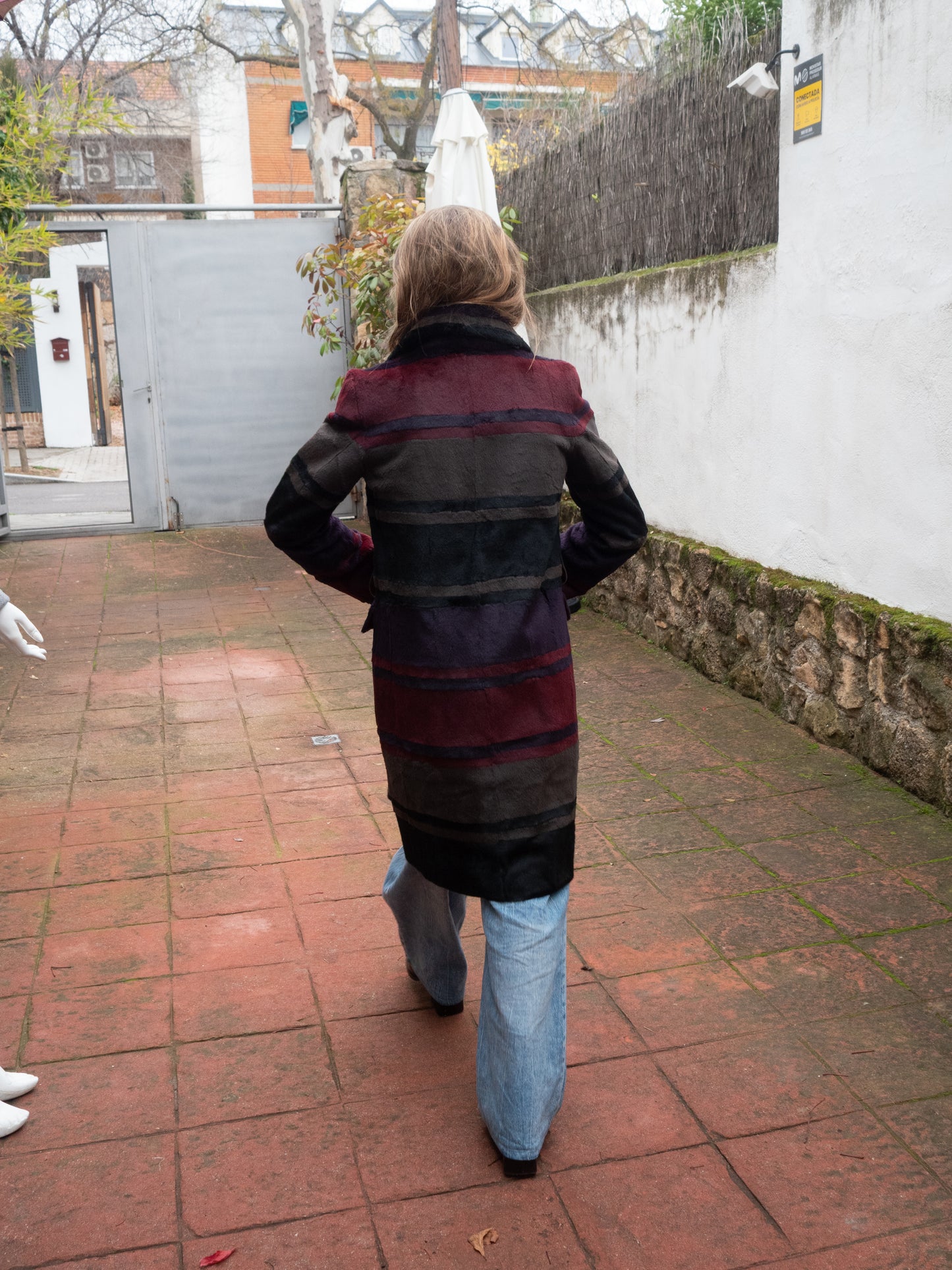 Abrigo de piel de rayas