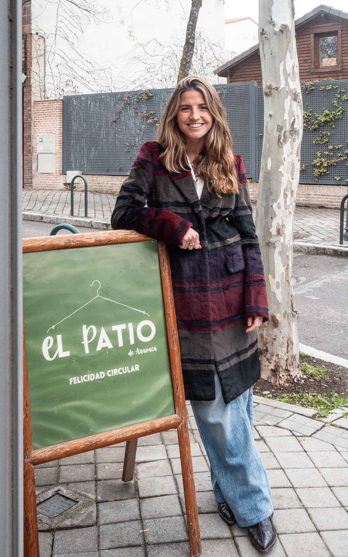 Abrigo de piel de rayas