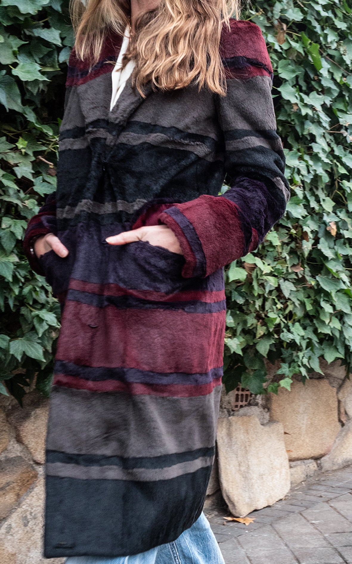 Abrigo de piel de rayas