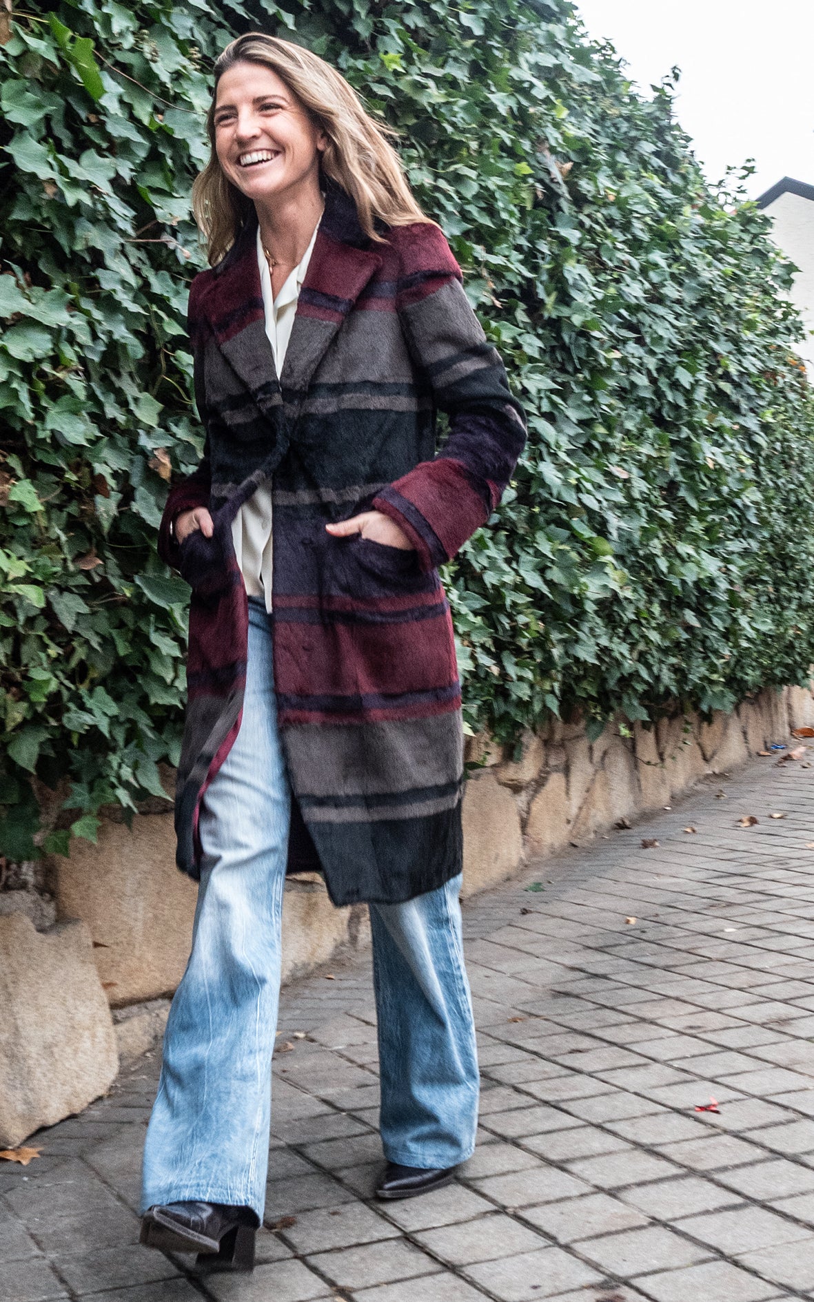 Abrigo de piel de rayas