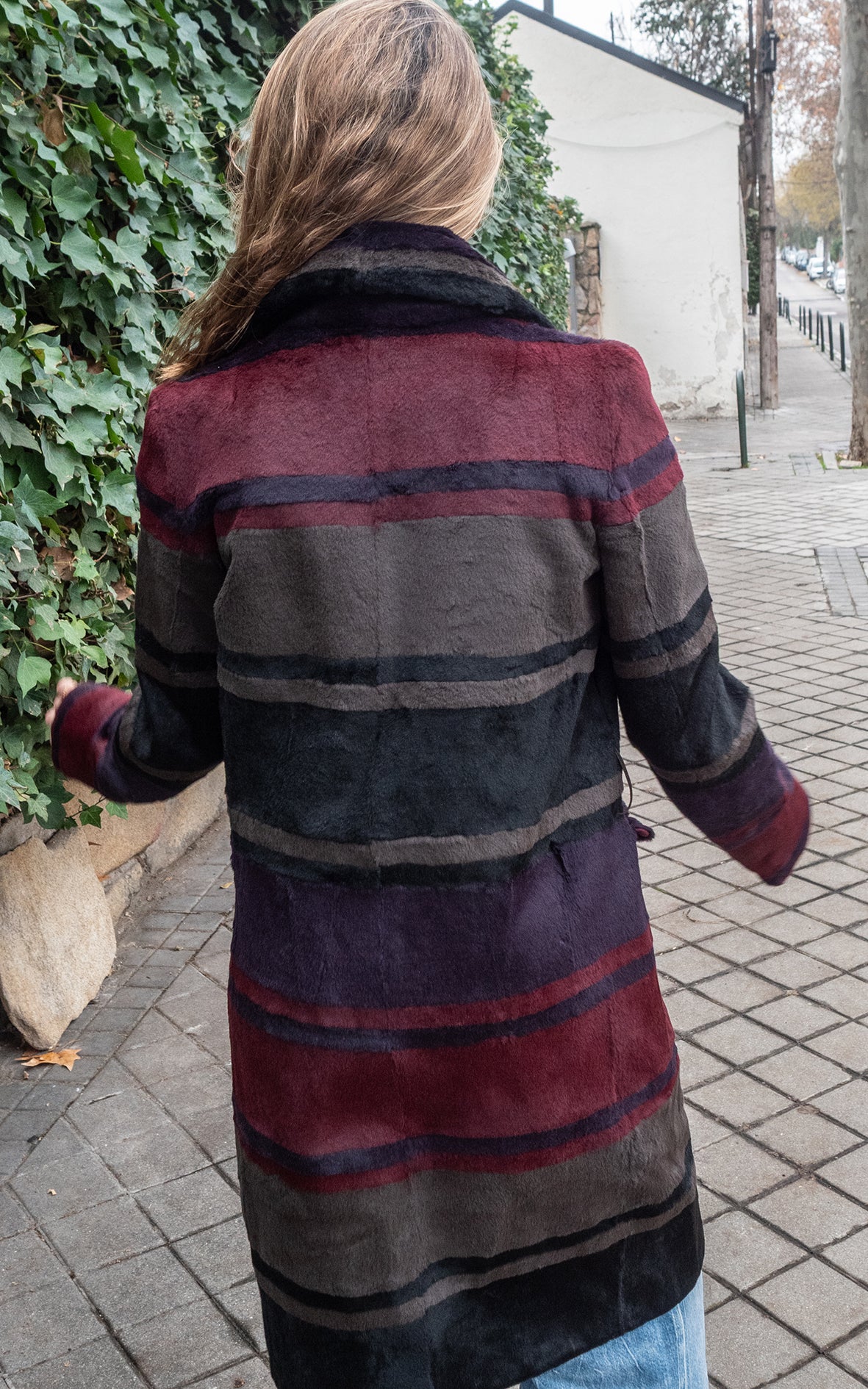 Abrigo de piel de rayas