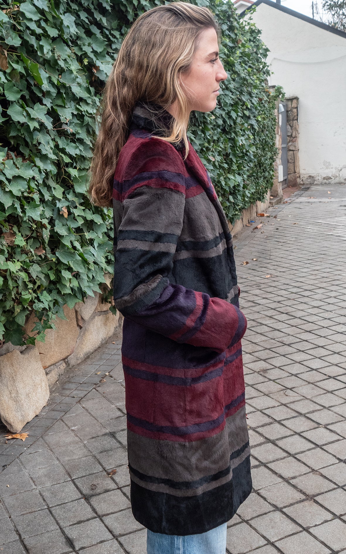 Abrigo de piel de rayas