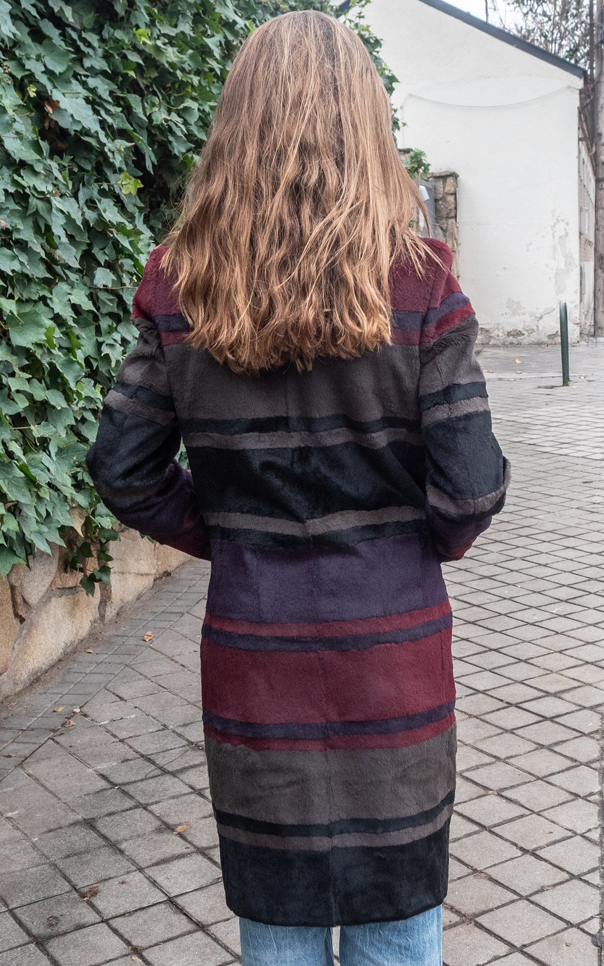 Abrigo de piel de rayas