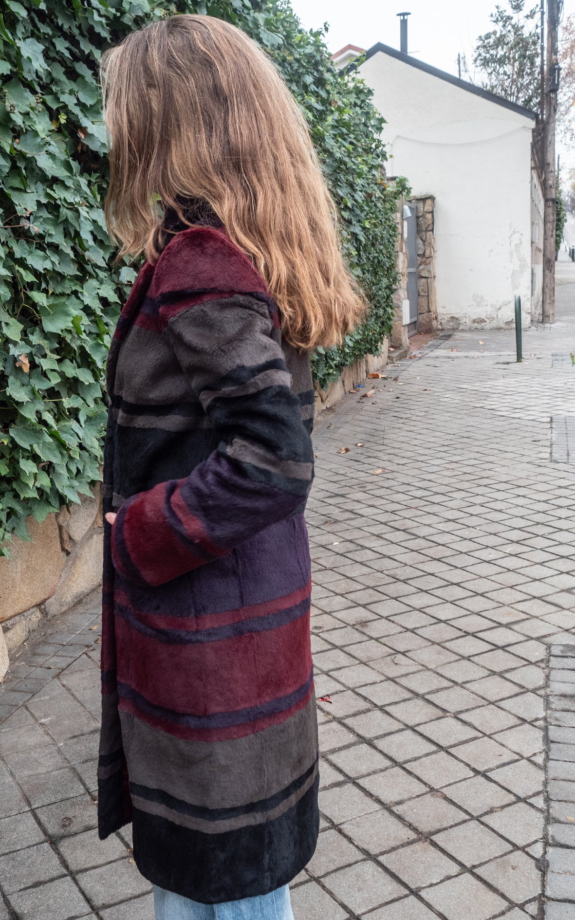 Abrigo de piel de rayas