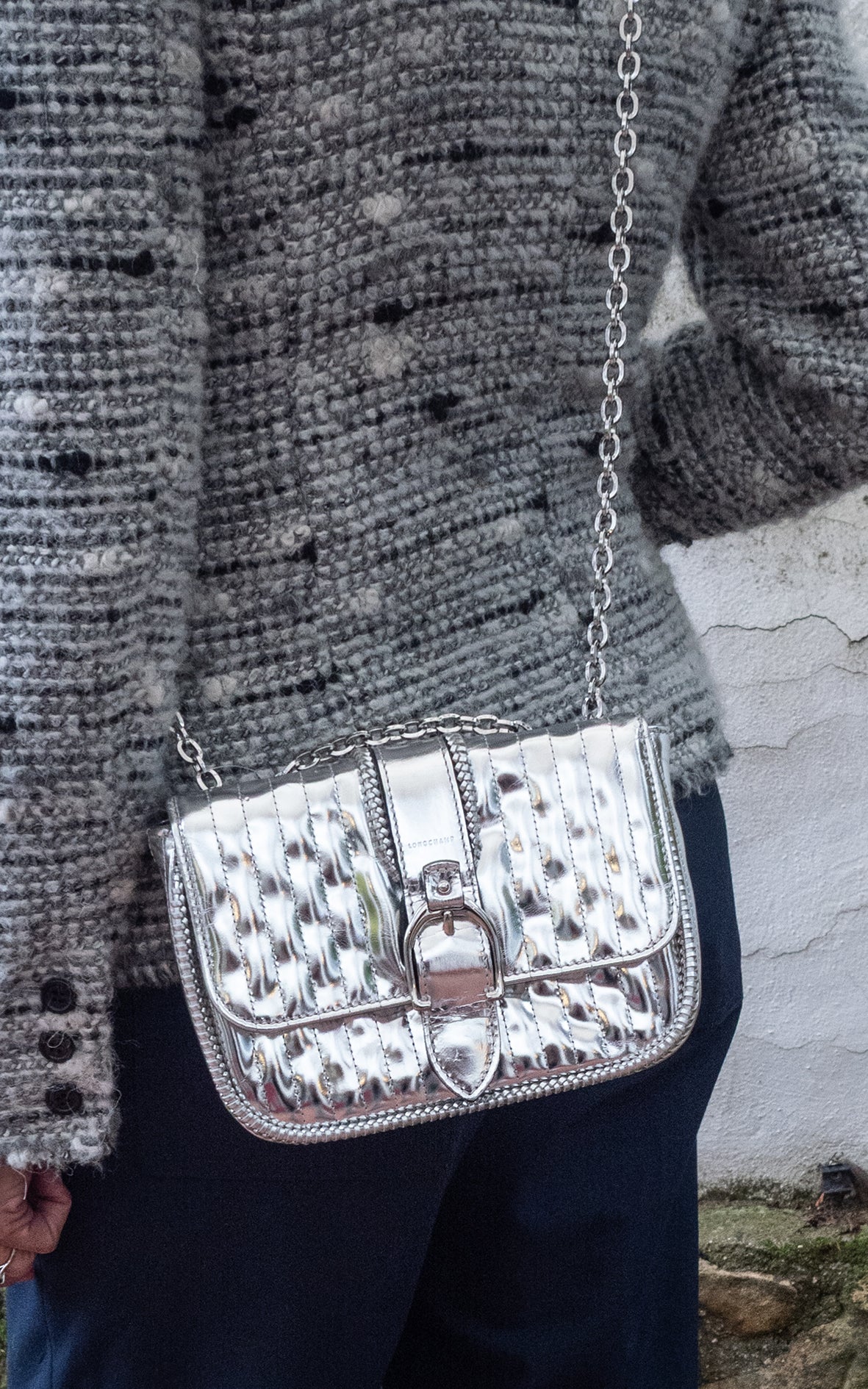 Amazone leather crossbody plateado